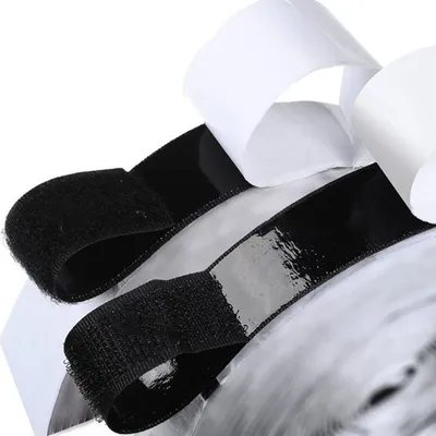 Produktbild von Klettband extra stark selbstklebend Haken Schlaufen Klettverschluss 25 mm / 5 m, Farbe:Schwarz