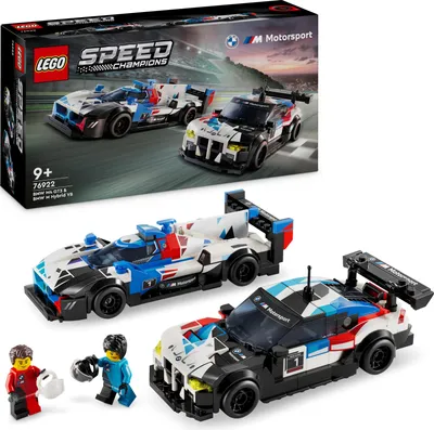 Produktbild von LEGO Speed Champions BMW M4 GT3 & BMW M Hybrid V8 Rennwagen Auto-Spielzeug mit 2 baubaren Modellautos und 2 Rennfahrer-Minifiguren, Geschenk für Jungs, Mädchen und Autofans ab 9 Jahren 76922