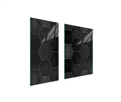 Immagine prodotto di Piastre copri fornelli 2 pezzi 75x52 Copri piano cottura in Vetroceramica tagliere in vetro modello nero