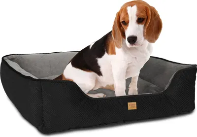 Produktbild von ib style® HAPPY MILO M Hundebett 85x70 cm Schwarz Körbchen für Hunde & Katzen Haustierbett mit Reißverschluss Anti-Rutsch Unterseite Schwarz