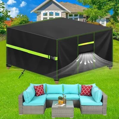 Produktbild von Omgoods – Atmungsaktive, wasserdichte Schutzhülle für Gartenmöbel, 200 x 200 x 90 cm