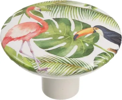 Obrázek produktu pro GX01 Knoflík, bílý, plameňák a kakadu