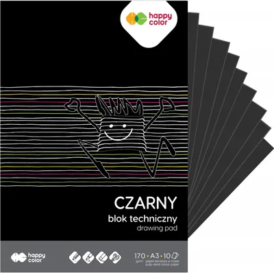 Zdjęcie produktu dla Czarny Blok Techniczny A3/10 - Papier 170g do Rysunku i Szkicowania - Twórz z Pasją!