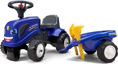 Obrázok produktu pre Falk Odrážadlo 280C Baby New Holland T7 s vlečkou a lopatkou s hrabličkami