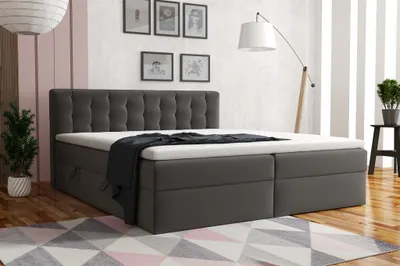 Produktbild von Boxspringbett Schlafzimmerbett DIAGO 160x200cm Stoff Fresh Anthrazit