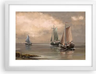 Produktbild von Gerahmtes Poster - Weißer Rahmen - Meer Boot Fischer - 40x30 cm - Wand Bild - Wanddeko - Wandbilder - Kunstposter - Wandposter - Bilderrahmen - Bilder - Kunstdruck - Wandbild - P2WAA40x30-3514