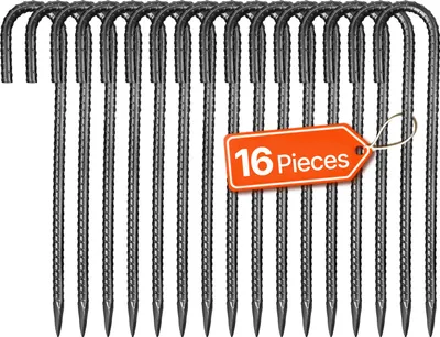 Zdjęcie produktu dla Kotwa gruntowa VEVOR, 304,8 mm, typ J o średnicy 10 mm, ocynkowane kołki namiotowe, kotwy gruntowe, kołki gruntowe, kołki, do namiotów, zadaszeń, kempingów, trampolin, stojaków na kwiaty (opakowanie 16 szt.)