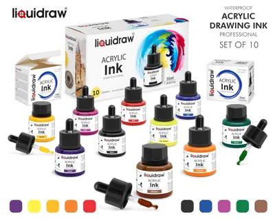Acryl-Tinte Set 10 x 35 ml, Künstlerbedarf, wasserfest