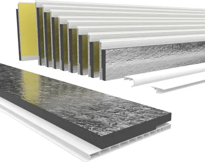 Produktbild von HEXIM PVC Rollladenkastendeckel mit Dämmung Länge: 1000 - 2000mm, Breite: 120 - 320mm, Revisionsklappe Rolladendeckel Rollladen Verschluss Deckel Klappe (180mm x 2 Meter)