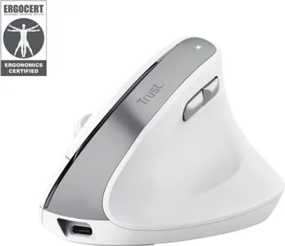Obrázok produktu pre Trust Bayo II, Pravoruké, Vertikálny dizajn, Optický, RF Wireless, 2400 DPI, Biela