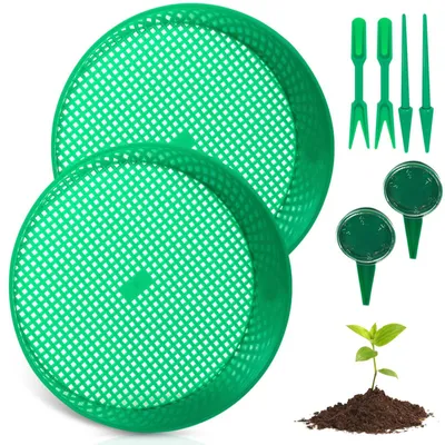 Imagen del producto de Elzusha - Juego de tamices para jardín, con perforador para sembrar y sembradora