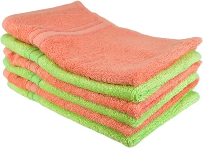 Immagine prodotto di Set di asciugamani in bambù 6 pezzi 30x50, salmone/verde
