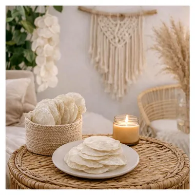 Produktbild von Capiz Perlmutt Muschelscheiben Natur 1kg – ca. 200–300 echte runde Capizscheiben Ø 5–10cm – Deko- und Bastelmaterial für Hochzeiten, Weihnachten, Boho-Deko, Tischkarten und maritime Dekoration