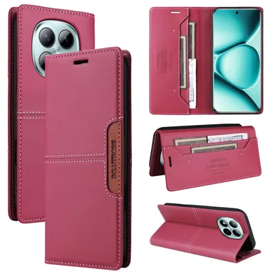 Obrázek produktu pro Pouzdro pro Xiaomi Redmi Note 15 Pro+, kožené flipové peněženkové pouzdro s přihrádkou na karty a stojánkem Červený