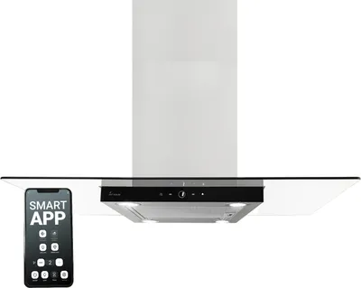 Produktbild von KKT KOLBE Dunstabzugshaube 90 cm | Inselhaube | Abluft Umluft | Edelstahl | schwarzes Glas | WLAN | Nachlaufautomatik | SensorTouch Bedienung | MULTI-INSEL-HC