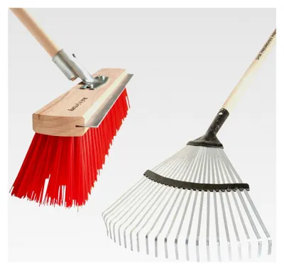 Produktbild von Laub- und Straßenbesenset mit 22 Zinken und 40 cm Kratzkante