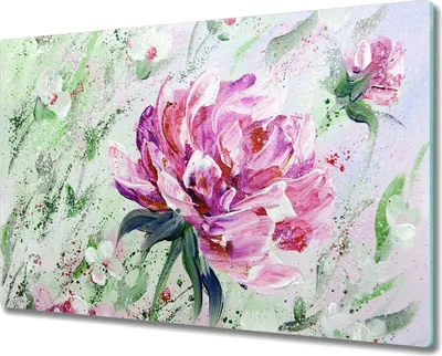 Produktbild von Coloray Küchenbrett Kochplattenabdeckung Hackbrett Schneidebrett Herdabdeckplatte 80x52 cm - Malerei Blumen Pfingstrosen