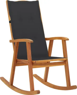 Image de Chaise à bascule en acacia avec revêtement en anthracite 57 x 117 x 100 cm
