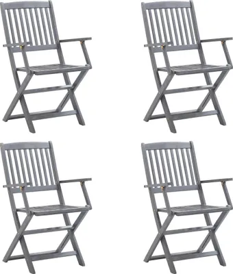Produktbild von vidaXL Klappbare Gartenstühle 4 Stk. mit Kissen Massivholz Akazie