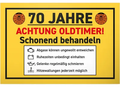 Produktbild von Geburtagsshild "70 Jahre" mit witzigem Text für die Dekoration einer Feier