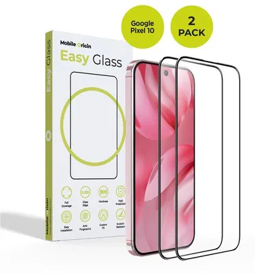 Obrázek produktu pro Mobile Origin EasyGlass, Google, Google Pixel 10, Odolnost proti nárazu, Odolnost proti pádu, Nárazuvzdorné, Odolnost proti oleji, Odolné proti..., Průhledná, Černá, 2 kusů