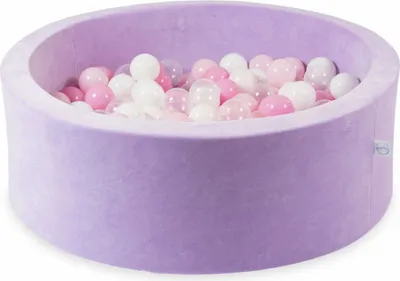 Produktbild von Bällebad 90x30 Velvet Soft Lila – Mit 200 Bällen / transparent, weiß, babyrosa, puderrosa