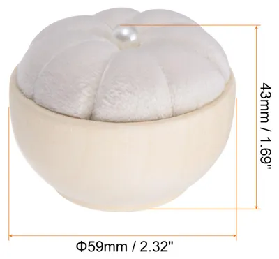 Produktbild von Nadelkissen mit Holzsockel fš¹r Stecknadeln - Niedliches kleines Nadelkissen mit vertikaler Holzschale fš¹r N?hen, Quilten, Handarbeiten und DIY-Bastelprojekte, Creme