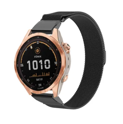 Produktbild von Strap-it Milanese Armband - Kompatibel mit Garmin Fenix 7s Armband Hochwertiges Material -Edelstahl Magnetische verschluss für Armband Schwarz 20mm smartwatch