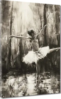 Produktbild von Abstrakt Ballerina schwarz weiß Leinwandbild Wandbild Wanddeko: 60x80x4cm