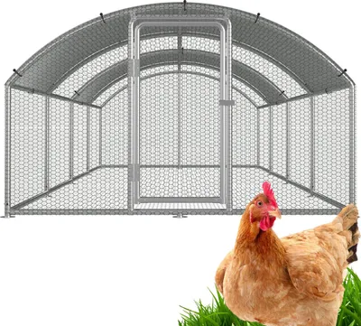 Obrázok produktu pre Izrielar 3x 8x 2m kurník s kupolovitou strechou výbeh pre zvieratá voľný výbeh pre zvieratá s PE strechou, pozinkovaný oceľový rám, vonkajší plot Používa sa pre kurčatá