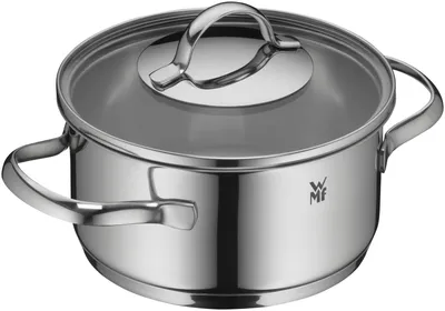 Produktbild von WMF Aparto Kochtopf klein 16cm, Glasdeckel, Bratentopf Induktion 1,4l, kleiner Topf, Cromargan Edelstahl poliert, unbeschichtet