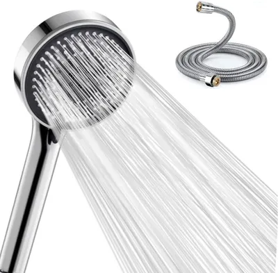 Productafbeelding van Hogedruk douchekop met slang 2 m - Waterbesparende handdouche met 5 straalsoorten (relaxatieversie) - Douchekop met antikalkfunctie