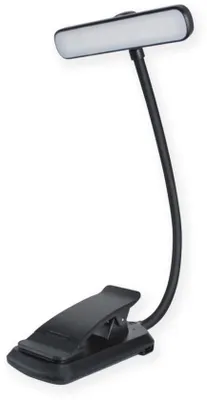 Produktbild von LED-Leseleuchte für Bücher mit Klemme - 24-LED - 315-Grad drehbar - Bücherleuchte mit 3 Helligkeitsstufen - Ladbar über USB - Dimmbar - Ideal für Abendlesen in Bett - Schwarz