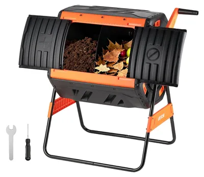 Produktbild von VEVOR Kompost-Tumbler, 200L Dual Chamber Outdoor-Tumblermit 2 Schiebetüren und Belüftungssystem, großer, leicht drehbarer, schnell rotierender Kompostbehälter für draußen, Garten, Küche und Gartenabfälle
