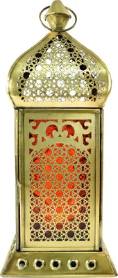 Produktbild von Orientalische Metall/Glas Laterne in Marrokanischem Design, Windlicht, Mehrfarbig, Glas,Metall,Eisen, Farbe: Orange, 25*10*10 cm