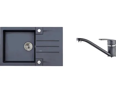 Obrázok produktu pre Granitový drez s batériou ALVEUS Rock 130 Carbon 91 780x480 mm + batéria Nina SETA056
