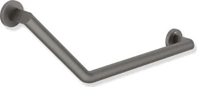 Produktbild von HEWI Winkelgriff des Systems 900, Edelstahl, pulverbeschichtet, Achsmaße 620 mm und 283 mm, Winkel 135°, D: 32 mm, Ausführung links, in HEWI Farbe SC (Dunkelgrau Perlglimmer tiefmatt)