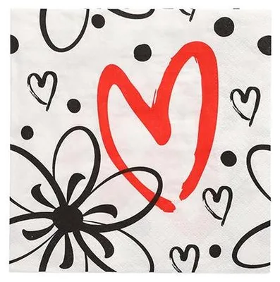 Produktbild von 360 Servietten, 3-lagig 1/4-Falz 33 cm x 33 cm "Red Heart"