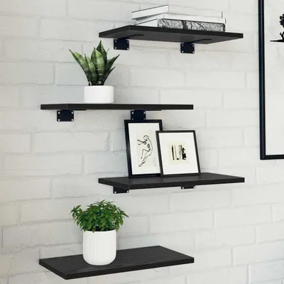 Immagine prodotto di Maison Exclusive - Ripiano 4 pezzi Nero 40 x 20 x 1,5 cm Materiale ligneo