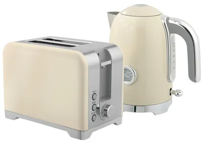 Obrázek produktu pro Sada konvice a topinkovače, 2200 W, 7 nastavení | Barva: Krémová bílá | Rozměry: 16 x 23,5 x 24,4 cm