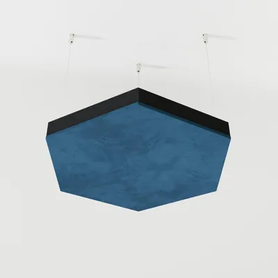 Immagine prodotto di Set di 4 pannelli acustici a soffitto sospesi in tessuto velluto, modello "HEXAGON-Cinematic", completo di kit di fissaggio | Soluzione acustica | Assorbimento del suono [HEXAGON | Blu]