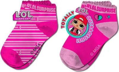 Imagen del producto de Calcetines LOL Surprise, paquete de 2. Calcetines coloridos y cómodos para niñas, talla 23/26