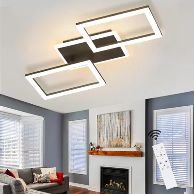 Obrázek produktu pro ZMH LED stropní světlo 50W černá lampa do ložnice stmívatelná moderní lampa s dálkovým ovládáním stropní světlo Crystal pro obývací pokoj ložnice