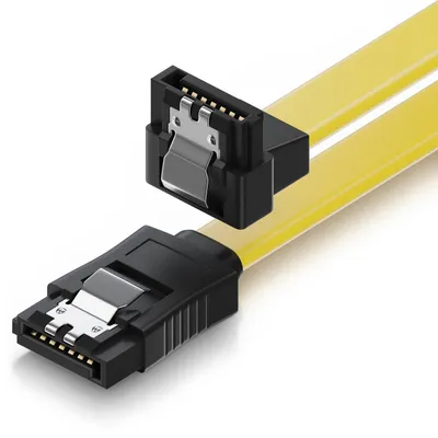 Produktbild von deleyCON 30cm SATA III Kabel S-ATA 3 Datenkabel 90° L-Type - Gelb
