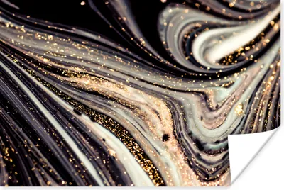 Produktbild von MuchoWow® Poster Marmoroptik - Schwarz - Gold - Weiß - Glitter - Marmor 180x120 cm - Fotoplakat