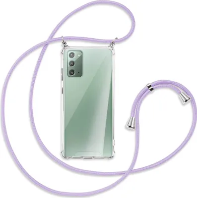 Produktbild von Handykette Backcover-Schutzhülle mit Band (Metall silberfarben) für Samsung Galaxy Note20 4G/5G - violett