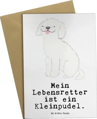 Produktbild von Mr. & Mrs. Panda Grußkarte Kleinpudel Lebensretter - Weiß - Geschenk, osterkarten, weihnachtskarten, hochzeitskarten, Grußkarten, Pudel, einladungskarten