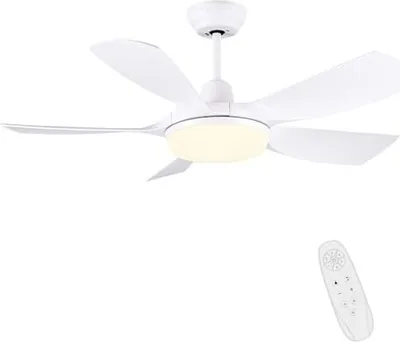 Produktbild von Newday Deckenventilator mit Beleuchtung und Fernbedienung Leise, 106cm Deckenventilatoren Weiß Licht Dimmbar, Ventilator Decke 5 Flügel Motor DC