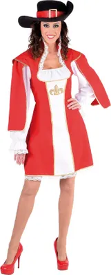 Produktbild von M217117-S rot-weiß Damen Musketier Kleid-Kostüm Gr.S