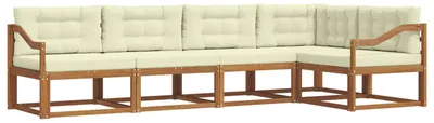Imagen del producto de vidaXL Juego de sofás de exterior, 5 piezas, color natural y crema